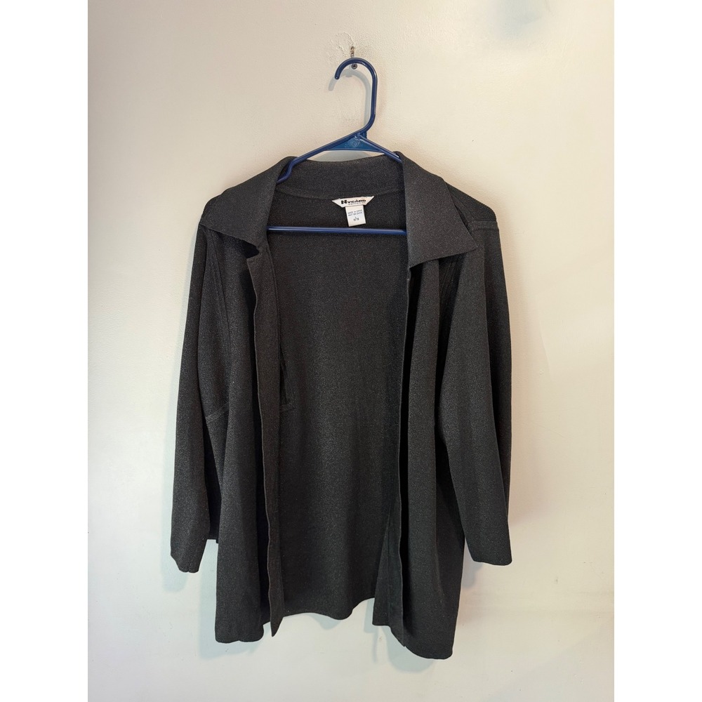 Nygard Collection Silk Blend Metallic Open Front Cardigan Grey 3H19775S L 14-16